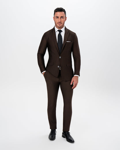 State & Liberty - Athletic Fit Stretch Suit - Brown and Black Seersucker