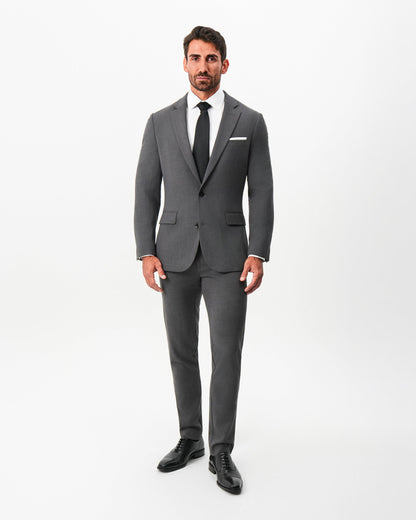 State & Liberty - Athletic Fit Stretch Suit - Dark Grey Crosshatch