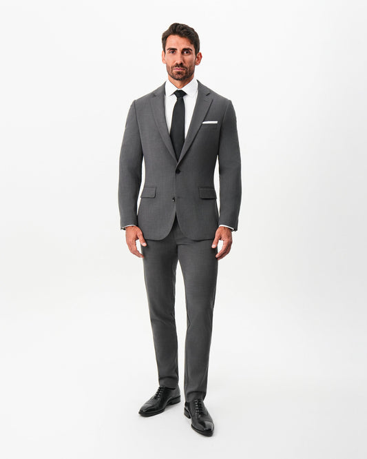 State & Liberty - Athletic Fit Stretch Suit - Dark Grey Crosshatch