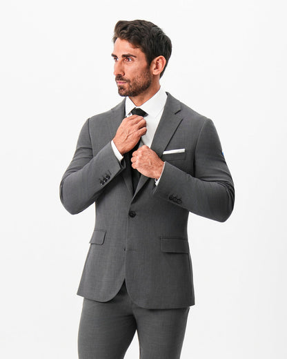 State & Liberty - Athletic Fit Stretch Suit - Dark Grey Crosshatch