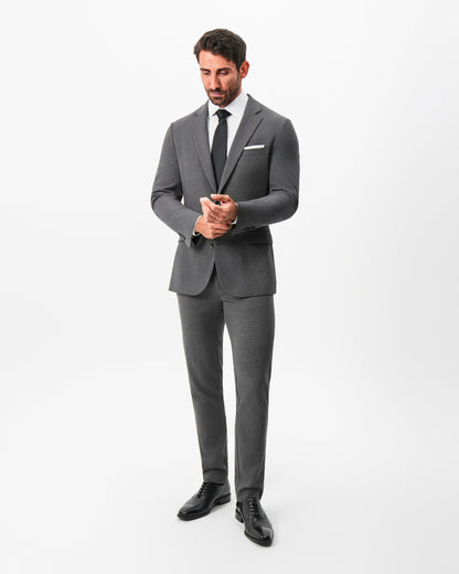 State & Liberty - Athletic Fit Stretch Suit - Dark Grey Crosshatch
