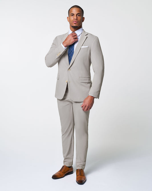 State & Liberty - Athletic Fit Stretch Suit - Heathered Stone