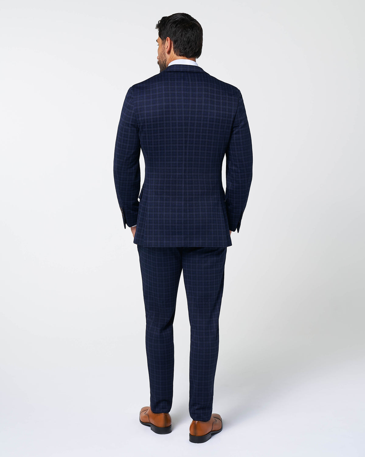 State & Liberty - Athletic Fit Stretch Wool Suit - Blue Plaid