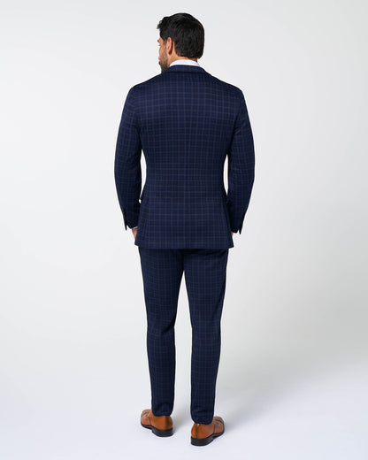 State & Liberty - Athletic Fit Stretch Wool Suit - Blue Plaid