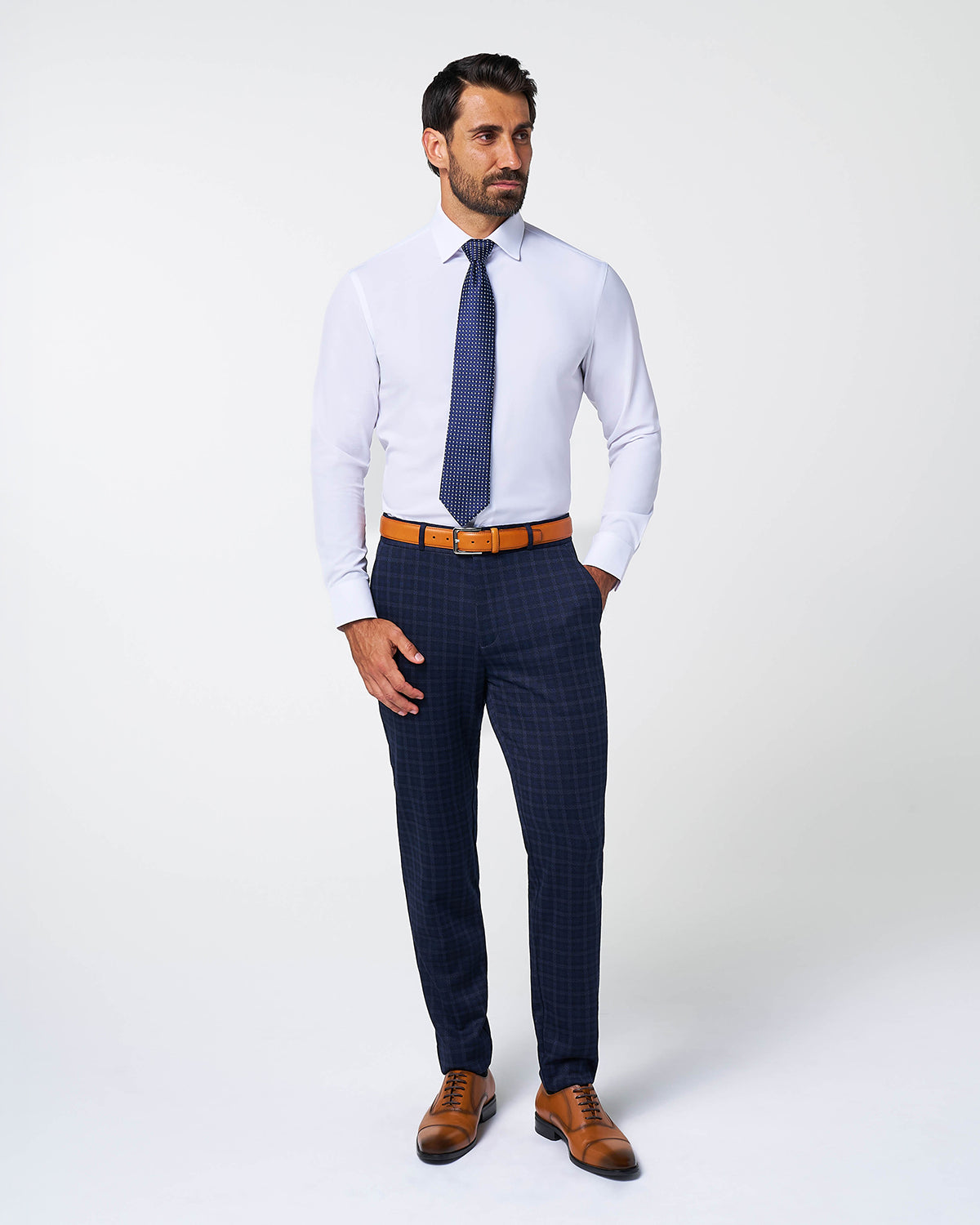 State & Liberty - Athletic Fit Stretch Wool Suit - Blue Plaid