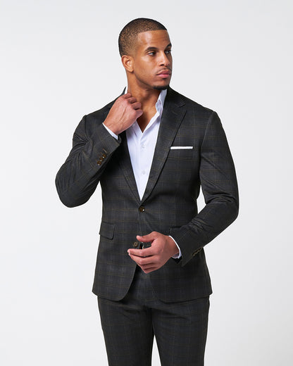 State & Liberty - Athletic Fit Stretch Suit - Brown Plaid