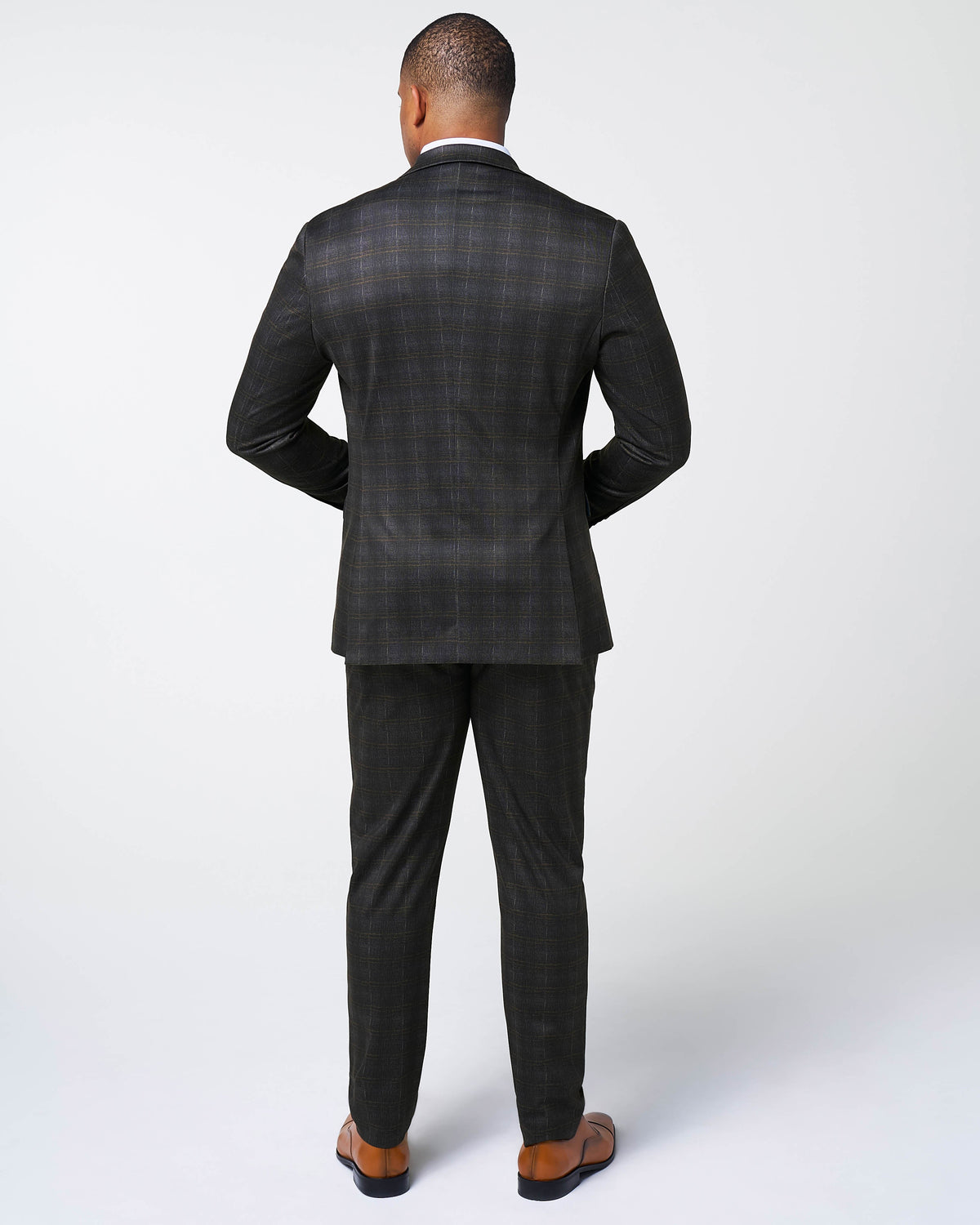 State & Liberty - Athletic Fit Stretch Suit - Brown Plaid