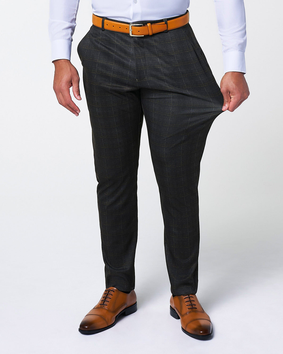 State & Liberty - Athletic Fit Stretch Suit - Brown Plaid