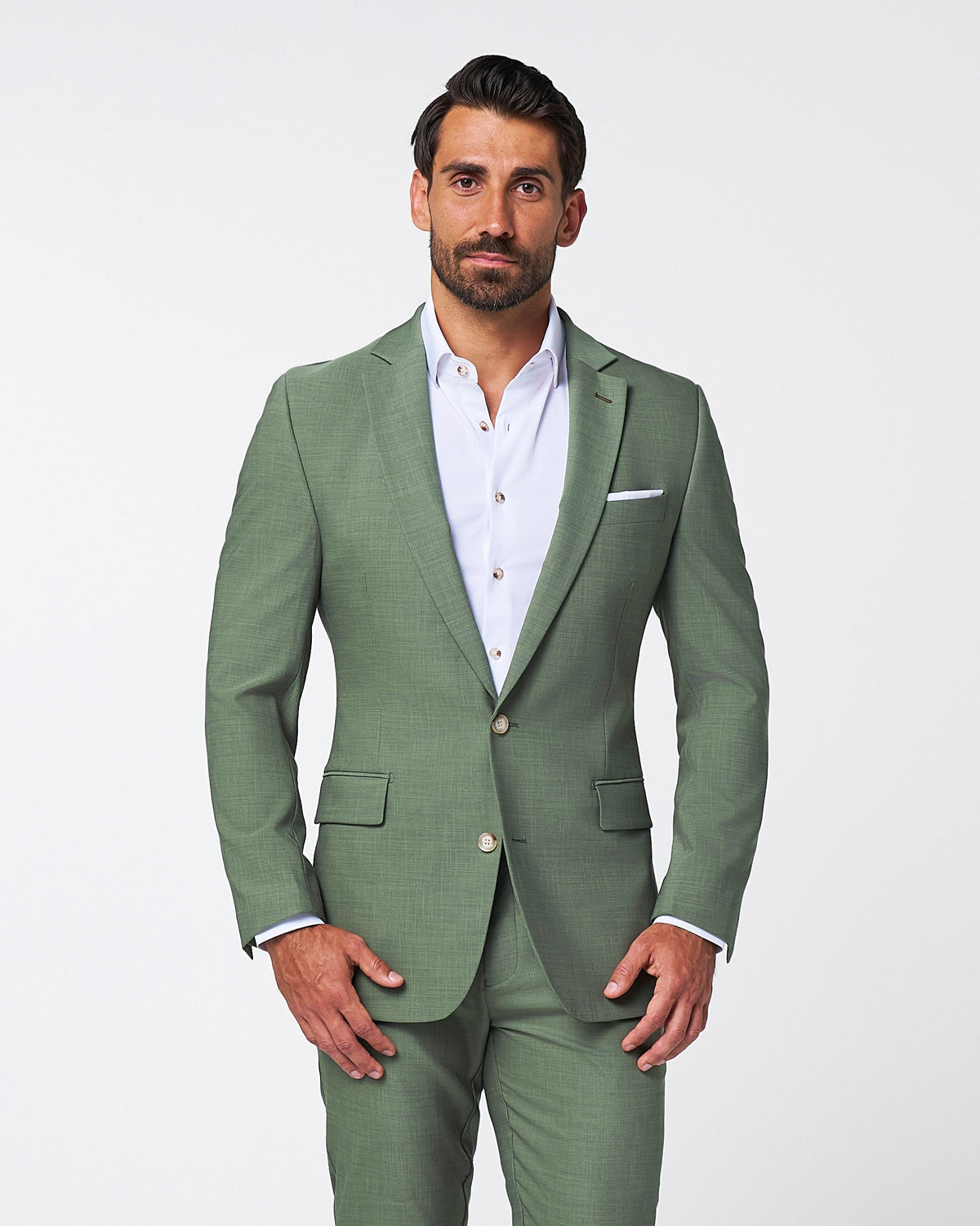 State & Liberty - Athletic Fit Stretch Suit - Heathered Forest Green
