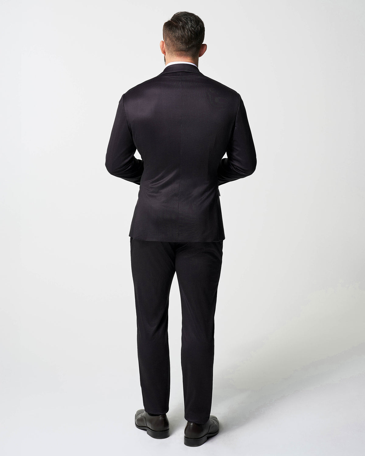 State & Liberty - Athletic Fit Stretch Suit - Deep Burgundy Microcheck