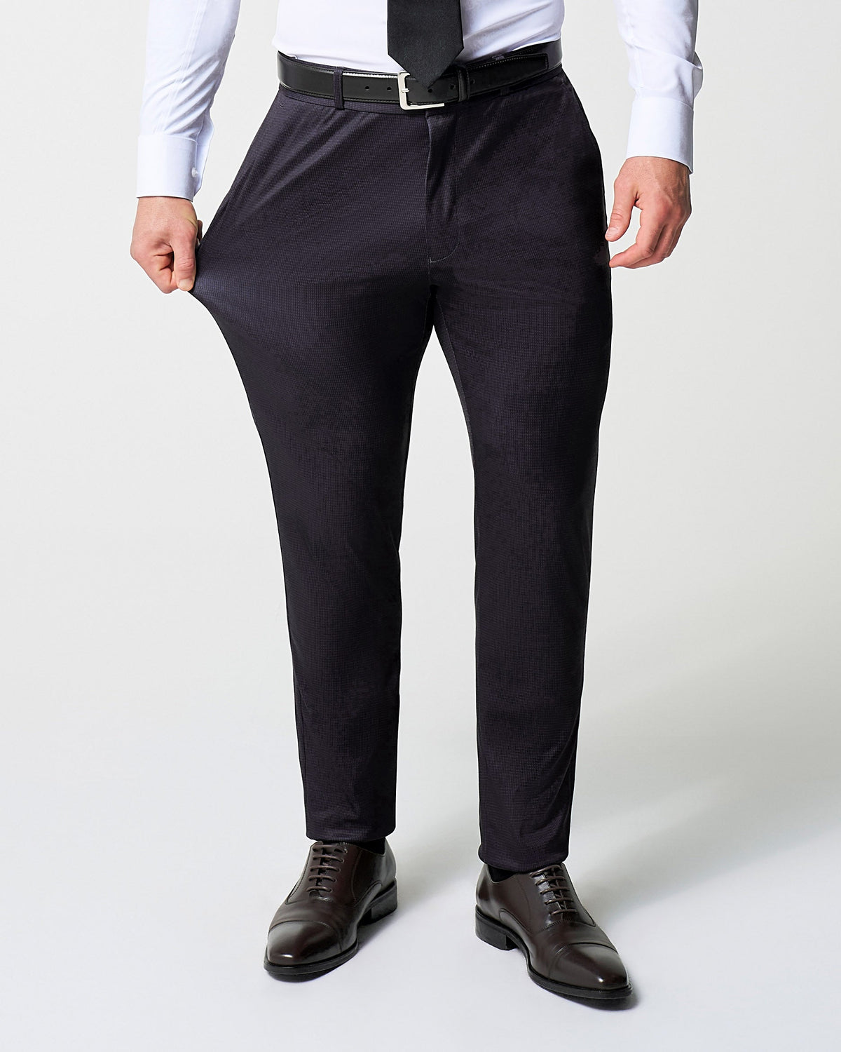 State & Liberty - Athletic Fit Stretch Suit - Deep Burgundy Microcheck