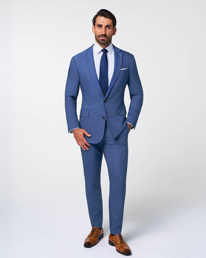State & Liberty - Athletic Fit Stretch Suit - Heathered Blue