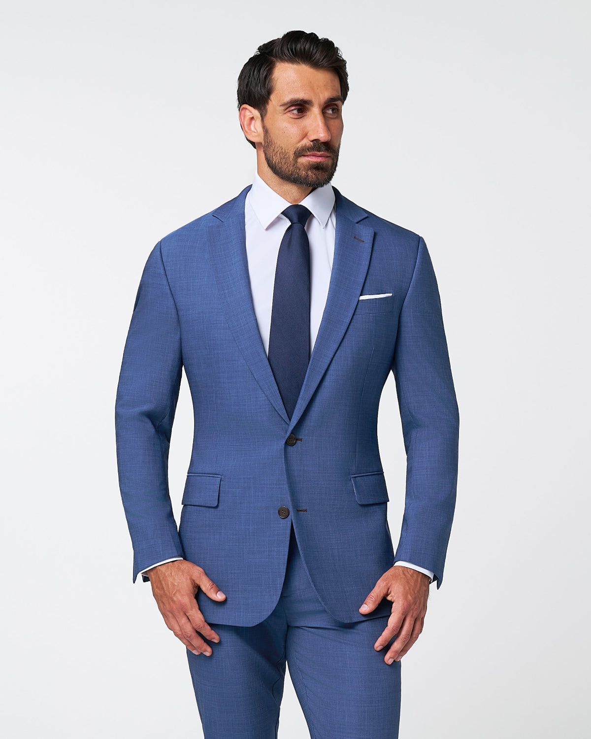 State & Liberty - Athletic Fit Stretch Suit - Heathered Blue