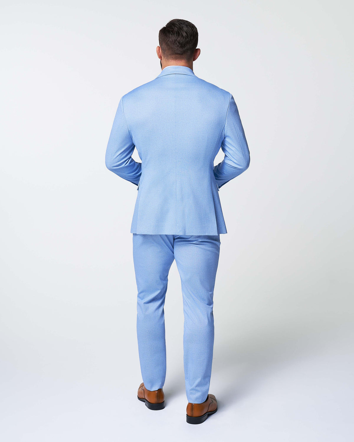State & Liberty - Athletic Fit Stretch Suit - Light Blue Mini Houndstooth