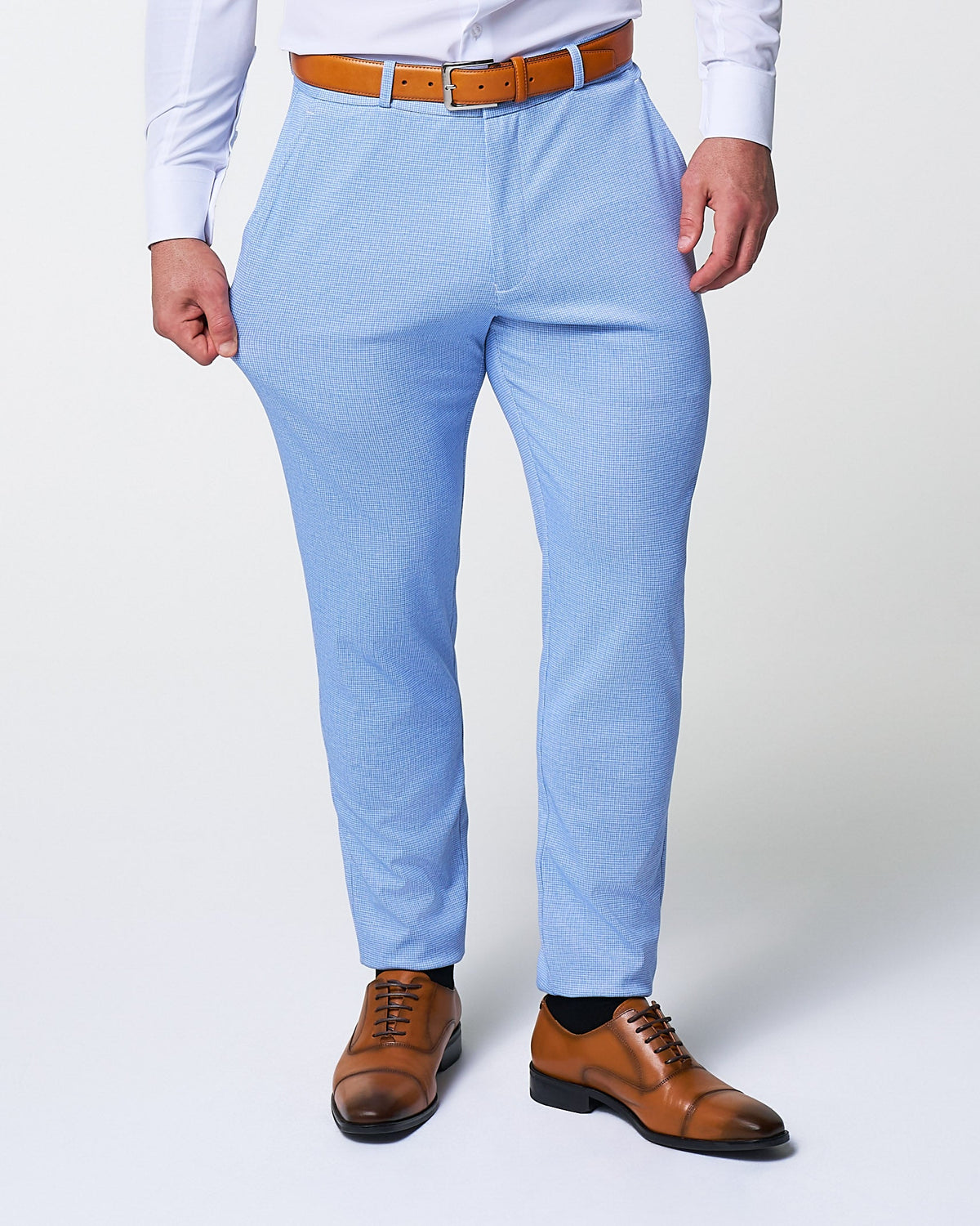State & Liberty - Athletic Fit Stretch Suit - Light Blue Mini Houndstooth