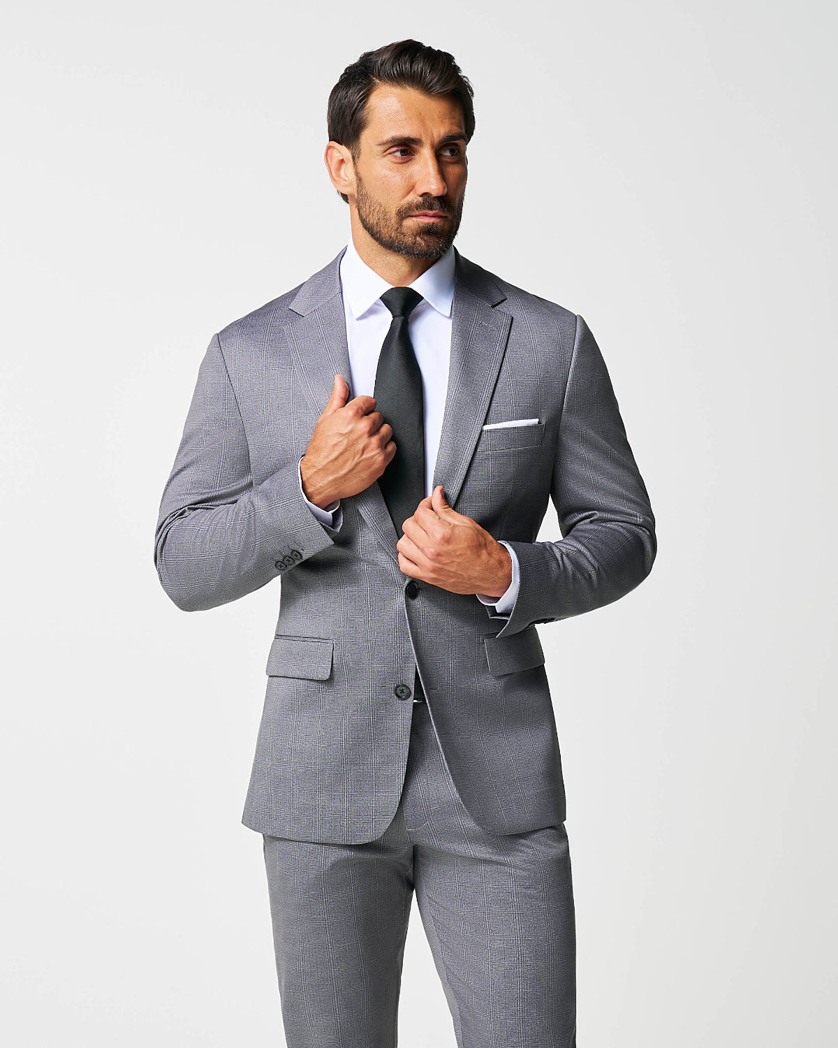 State & Liberty - Athletic Fit Stretch Suit - Shadow Grey Plaid