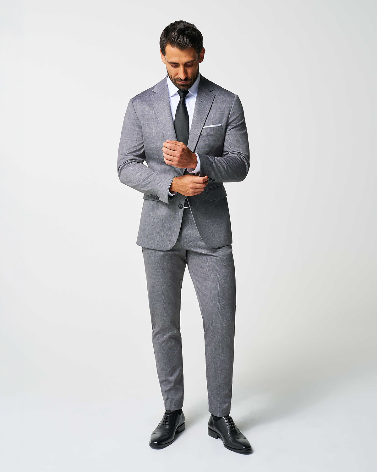 State & Liberty - Athletic Fit Stretch Suit - Shadow Grey Plaid