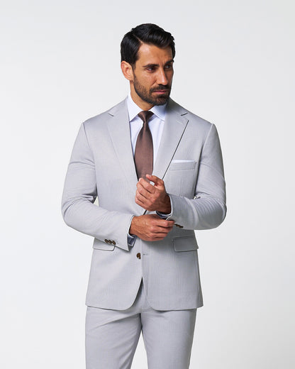 State & Liberty - Athletic Fit Stretch Suit - Light Grey Microcheck