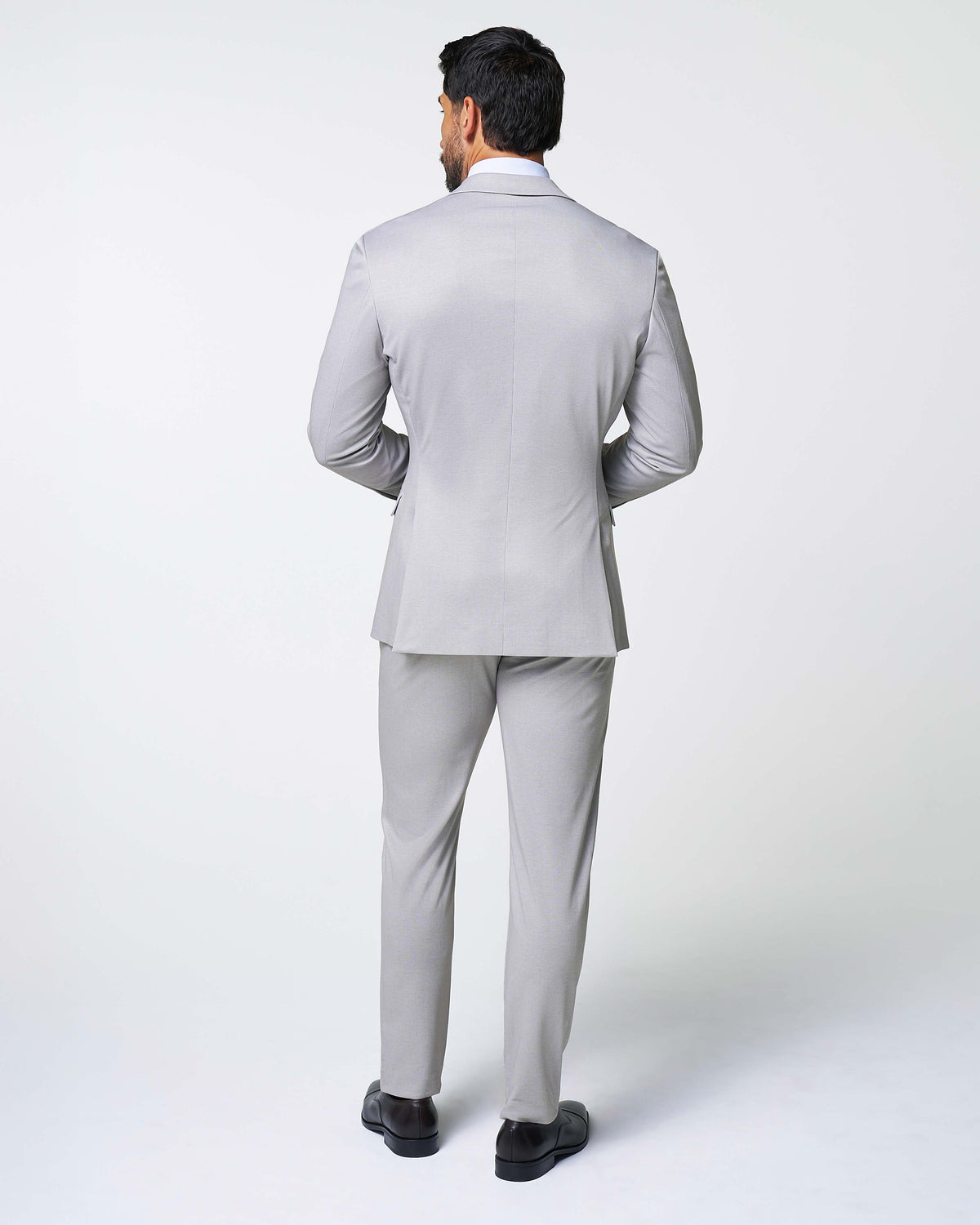 State & Liberty - Athletic Fit Stretch Suit - Light Grey Microcheck