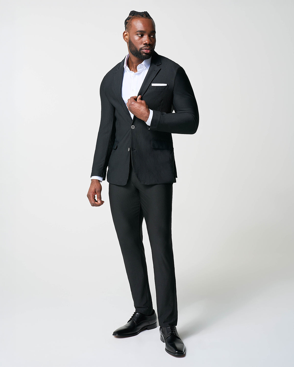 State & Liberty - Athletic Fit Stretch Suit - Black Seersucker