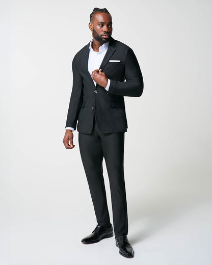 State & Liberty - Athletic Fit Stretch Suit - Black Seersucker