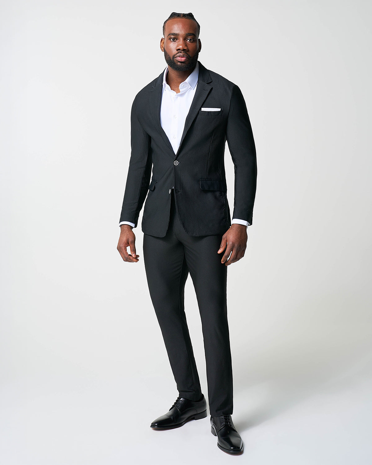 State & Liberty - Athletic Fit Stretch Suit - Black Seersucker