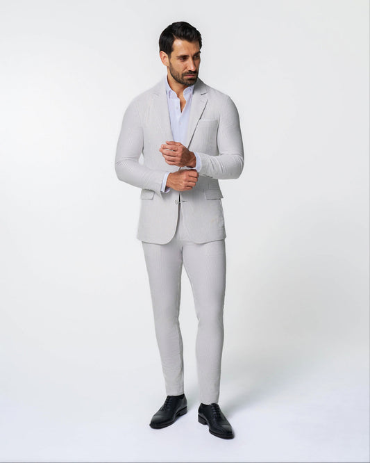 State & Liberty - Athletic Fit Stretch Suit - Grey Seersucker