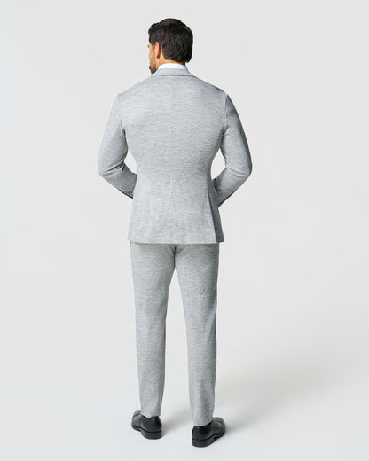 State & Liberty - Athletic Fit Stretch Wool Suit - Light Grey with White Mini Stripe
