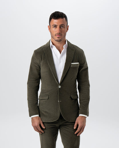 State & Liberty - Unstructured Corduroy Suit - Dark Olive