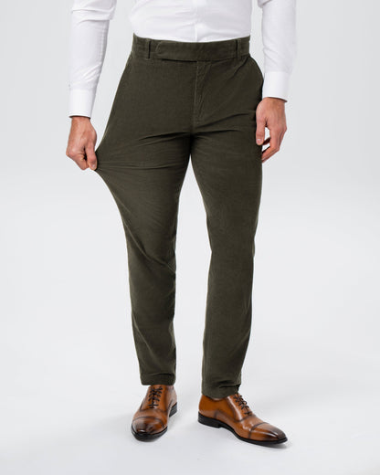 State & Liberty - Unstructured Corduroy Suit - Dark Olive
