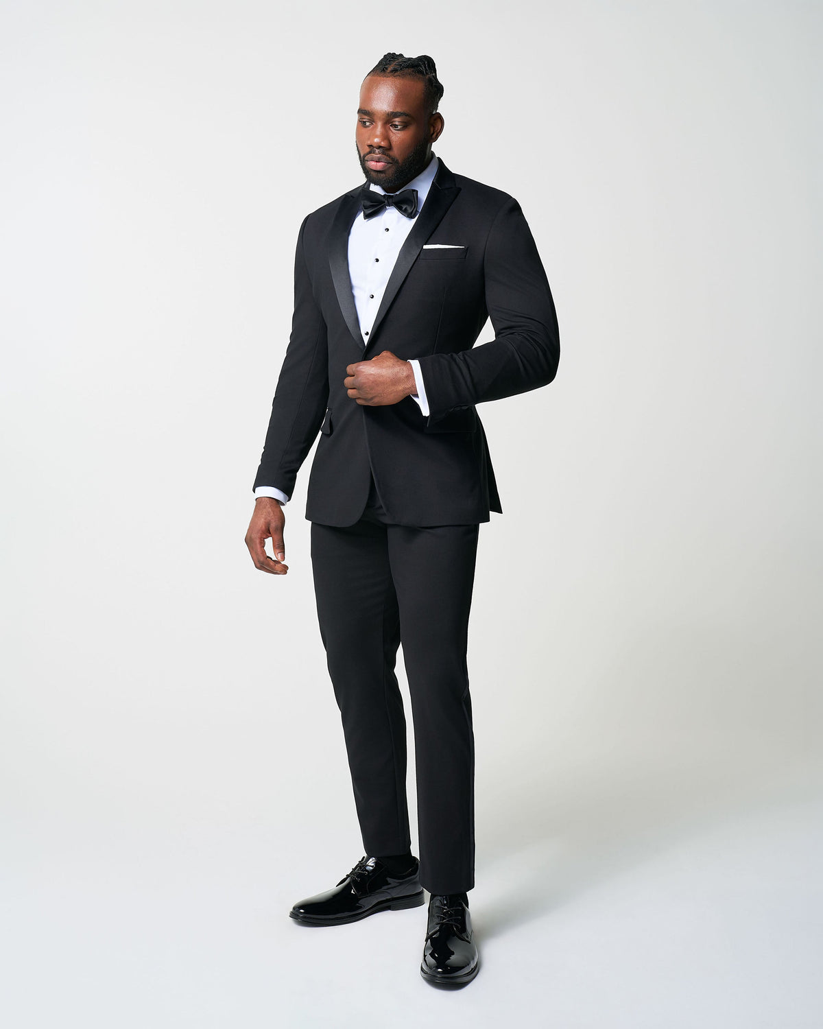 State & Liberty - Athletic Fit Stretch Tuxedo - Black with Peak Lapel