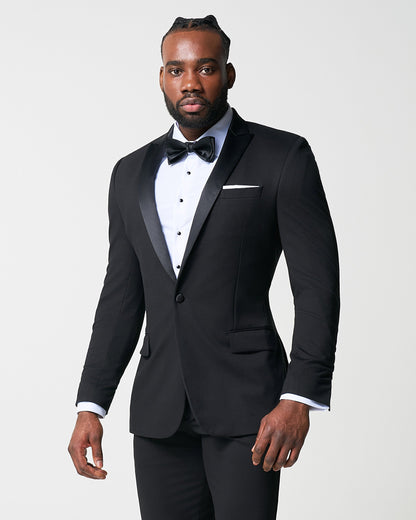 State & Liberty - Athletic Fit Stretch Tuxedo - Black with Peak Lapel