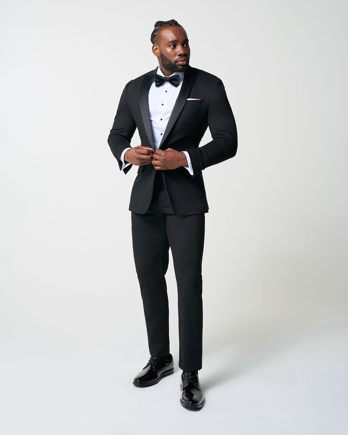 State & Liberty - Athletic Fit Stretch Tuxedo - Black with Peak Lapel