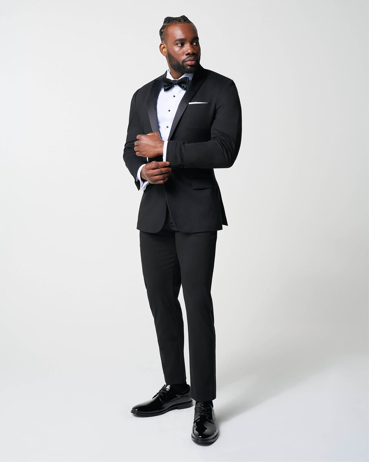 State & Liberty - Athletic Fit Stretch Tuxedo - Black with Peak Lapel