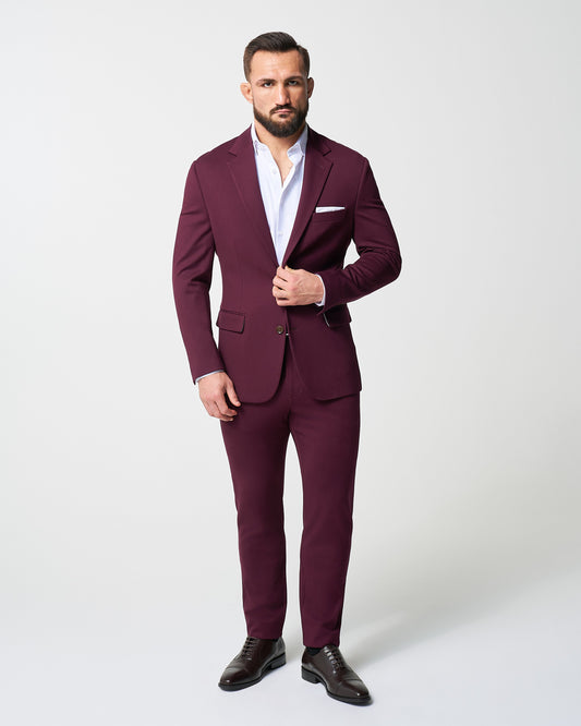 State & Liberty - Athletic Fit Stretch Suit - Solid Plum