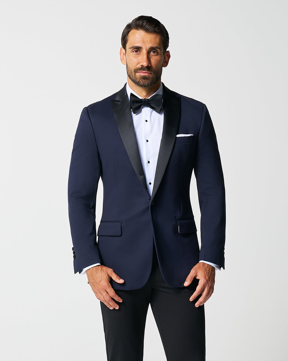 State & Liberty - Athletic Fit Stretch Tuxedo Jacket - Navy with Peak Lapel