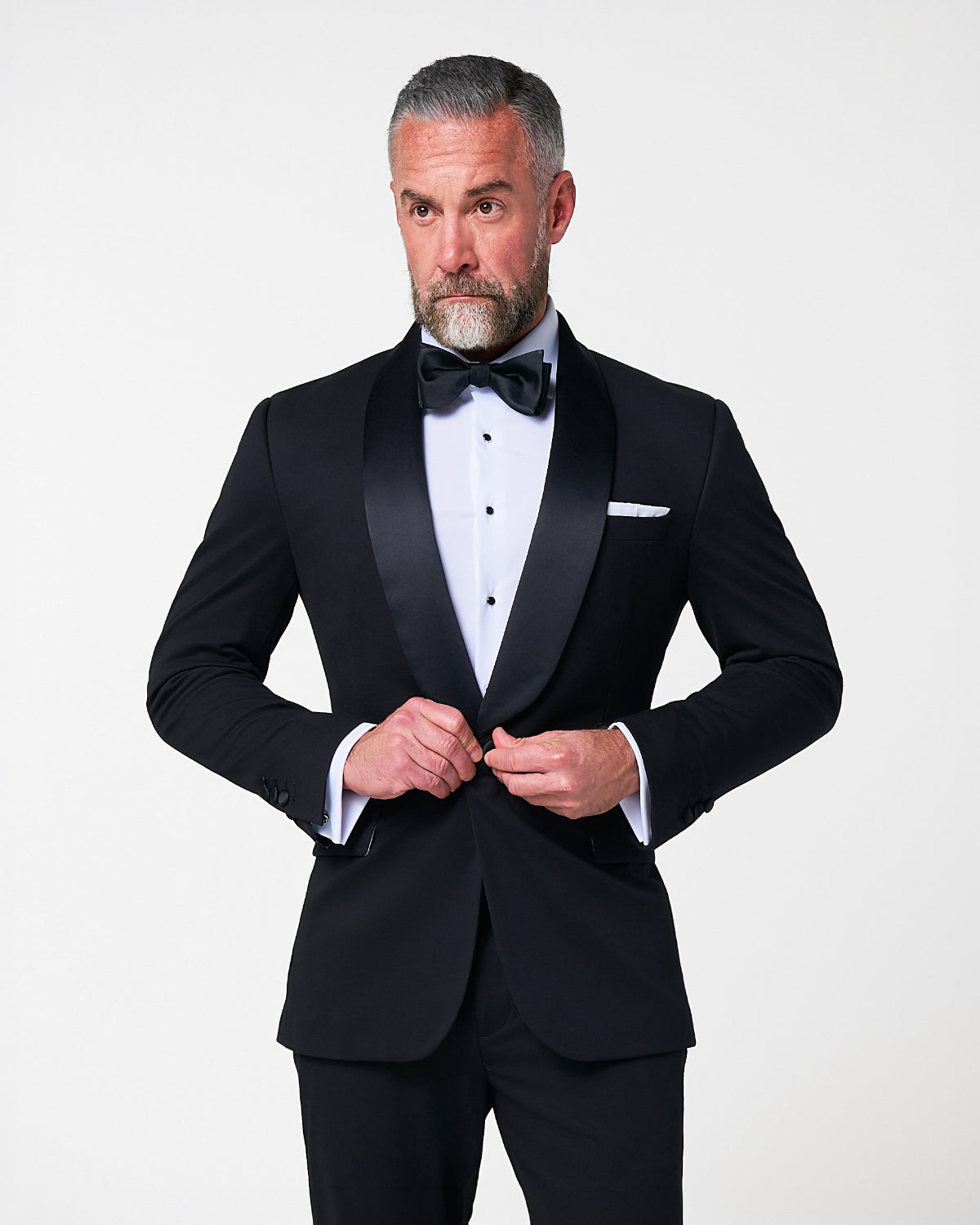 State & Liberty - Athletic Fit Stretch Tuxedo Jacket - Black with Shawl Lapel