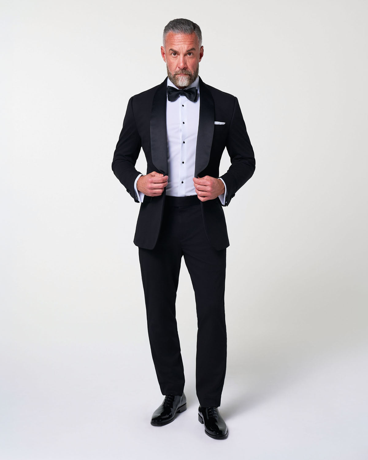 State & Liberty - Athletic Fit Stretch Tuxedo Jacket - Black with Shawl Lapel