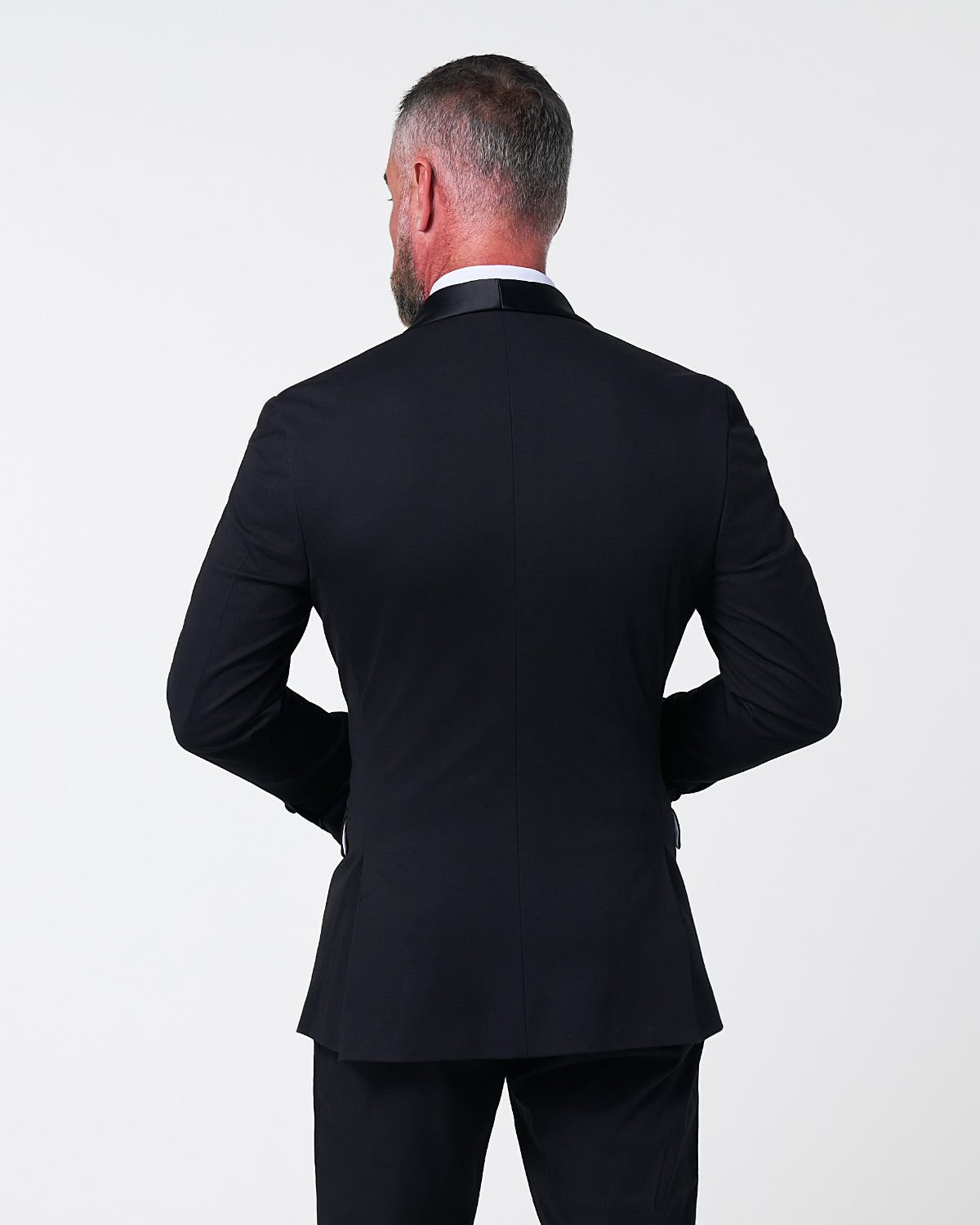 State & Liberty - Athletic Fit Stretch Tuxedo Jacket - Black with Shawl Lapel