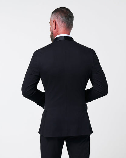 State & Liberty - Athletic Fit Stretch Tuxedo Jacket - Black with Shawl Lapel
