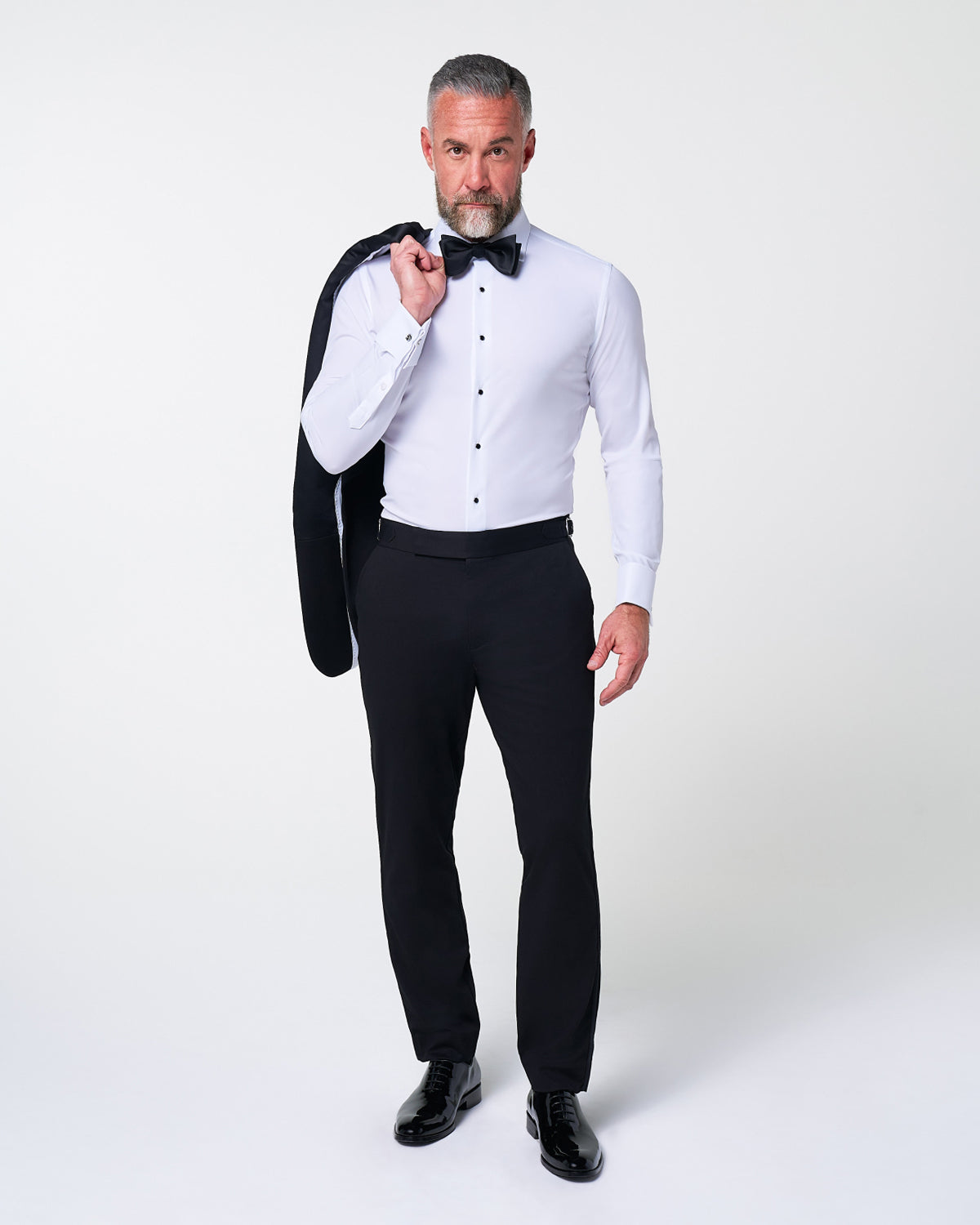 State & Liberty - Athletic Fit Stretch Tuxedo Jacket - Black with Shawl Lapel