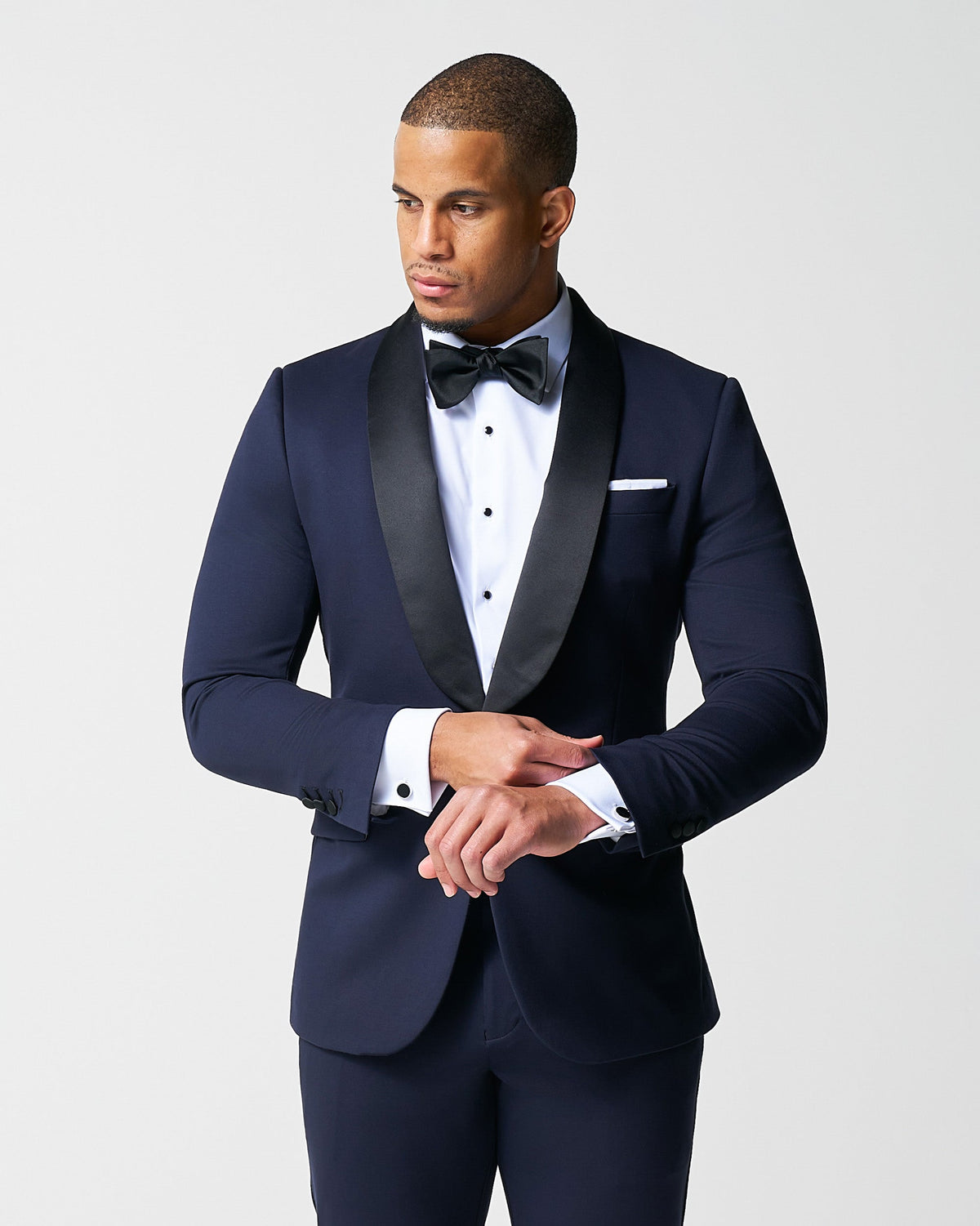 State & Liberty - Athletic Fit Stretch Tuxedo Jacket - Navy with Shawl Lapel
