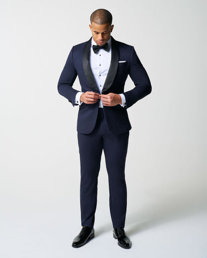State & Liberty - Athletic Fit Stretch Tuxedo Jacket - Navy with Shawl Lapel
