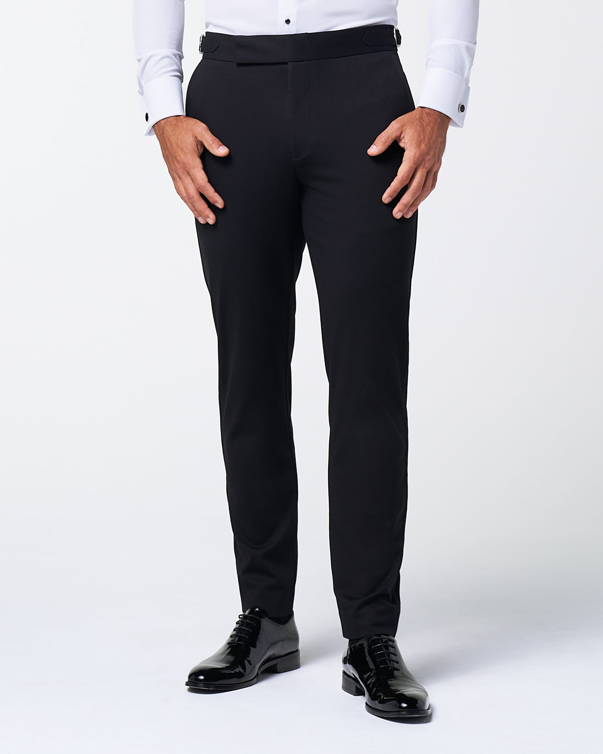 State & Liberty - Athletic Fit Stretch Flat Front Tuxedo Pants - Black