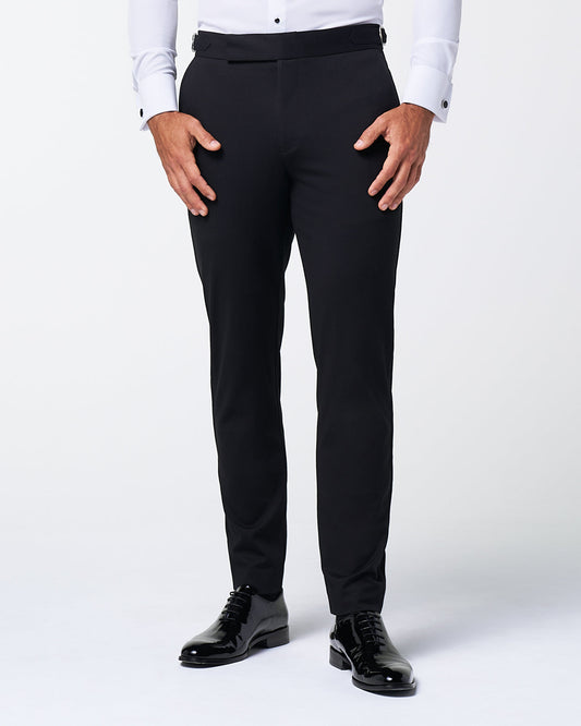State & Liberty - Athletic Fit Stretch Flat Front Tuxedo Pants - Black