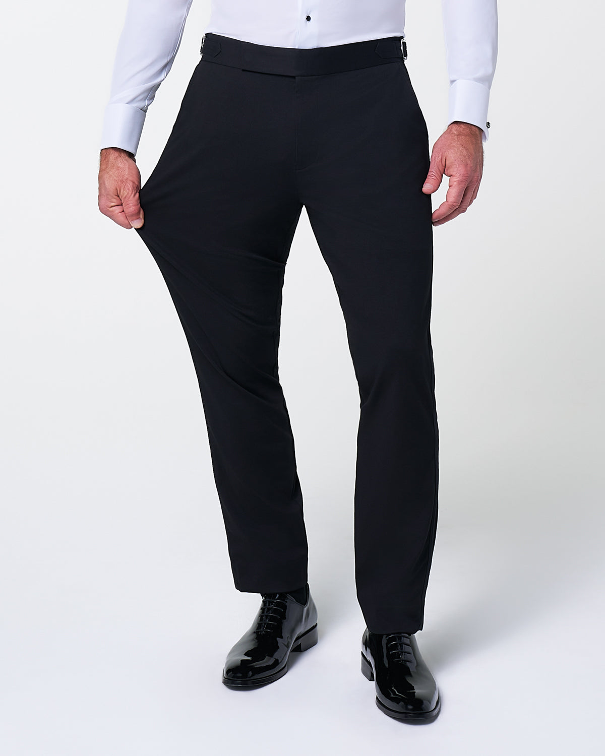 State & Liberty - Athletic Fit Stretch Flat Front Tuxedo Pants - Black