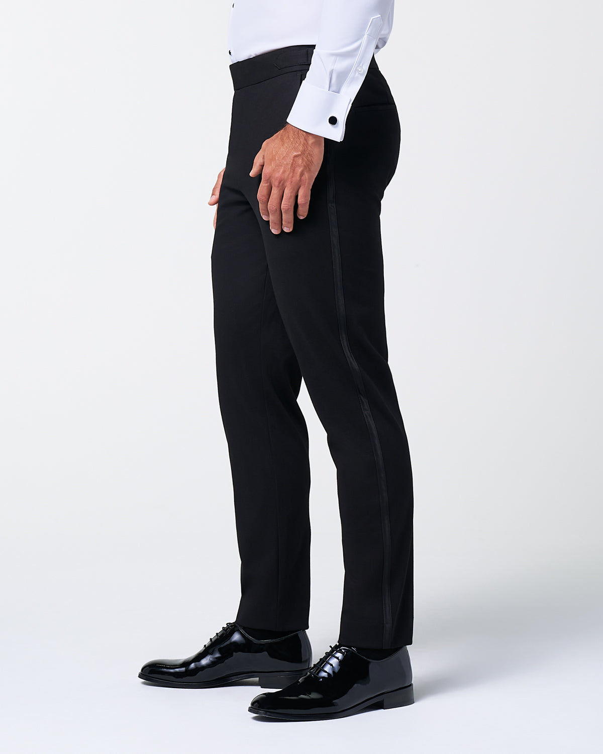 State & Liberty - Athletic Fit Stretch Flat Front Tuxedo Pants - Black