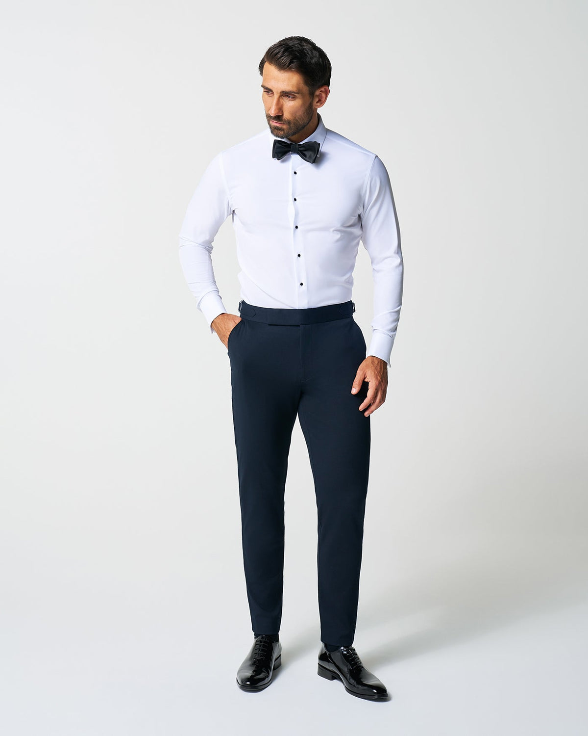 State & Liberty - Athletic Fit Stretch Flat Front Tuxedo Pants - Navy