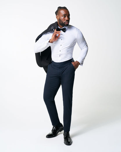 State & Liberty - Athletic Fit Stretch Flat Front Tuxedo Pants - Navy