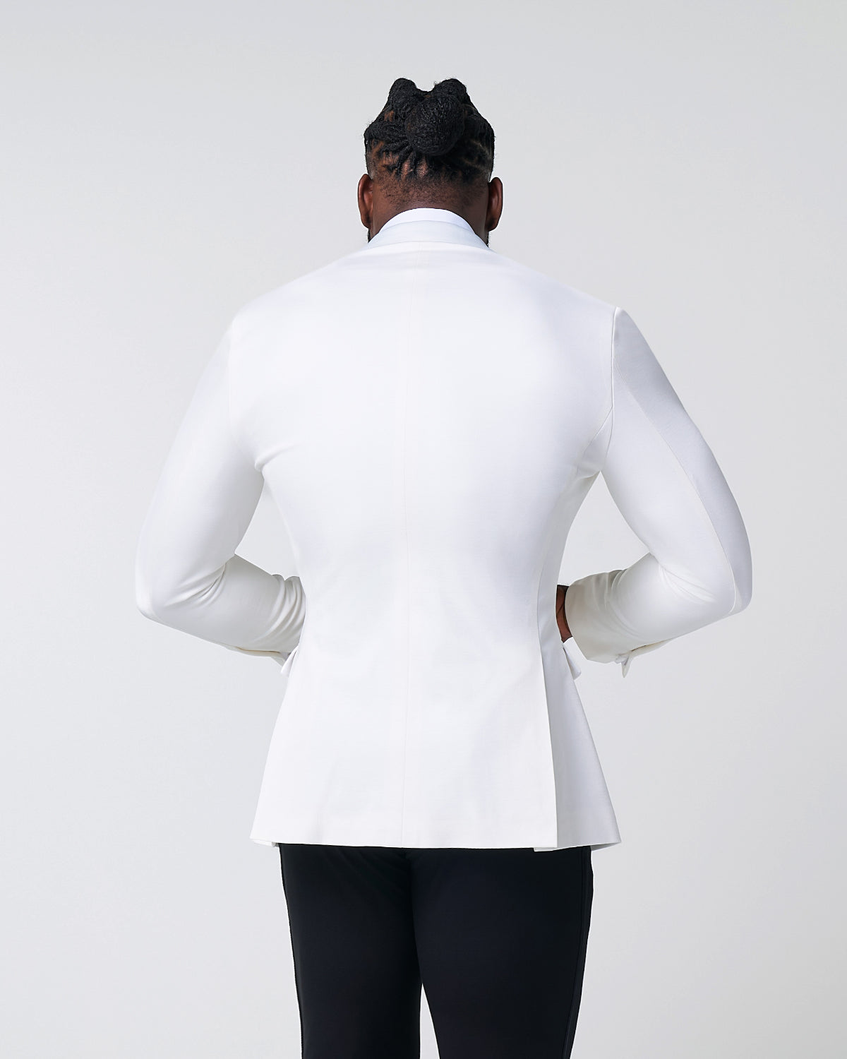 State & Liberty - Athletic Fit Stretch Tuxedo Jacket - Solid Cream with White Shawl Lape
